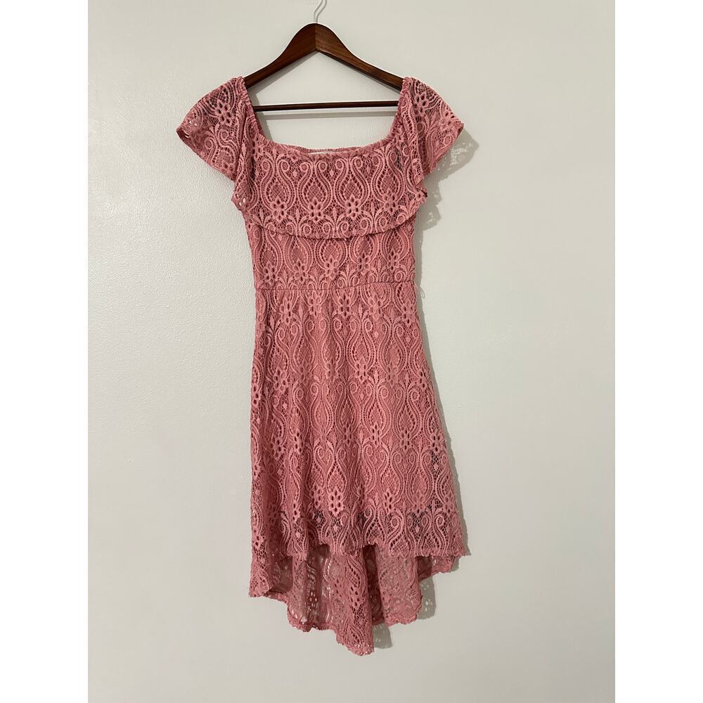 Almost Famous Off-The Shoulder Asymmetrical Lace Dress sz Medium